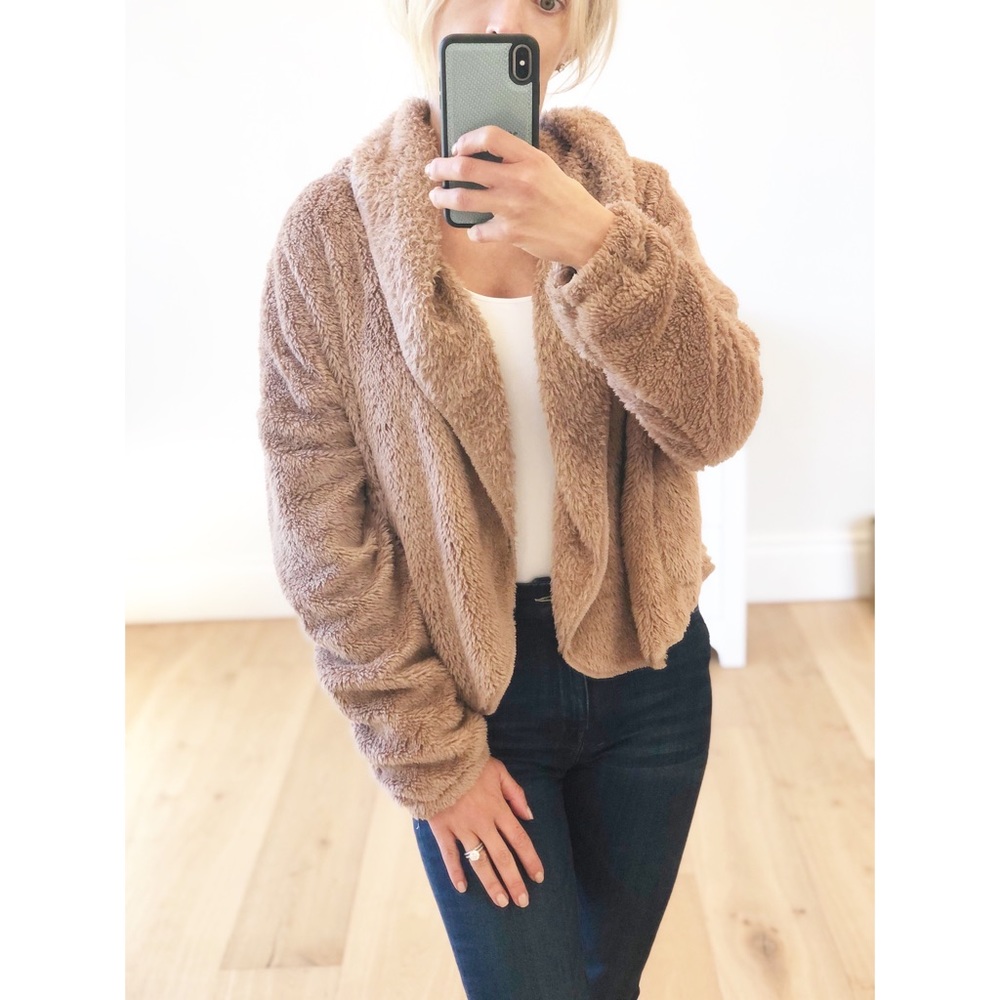 LAST 1! ST. MORITZ Brown Faux Fur Hoodie Jacket - Picture 2 of 10